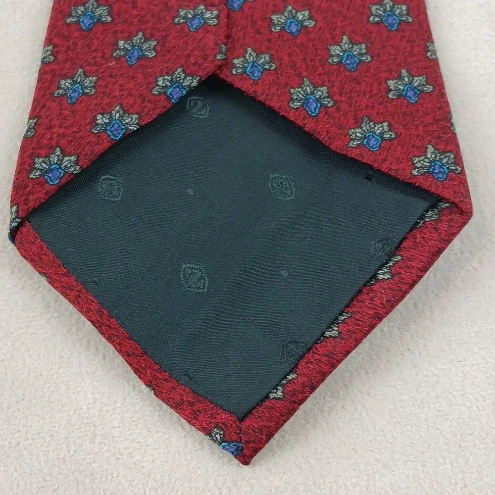 Ermenegildo Zegna 3.5x57 Mens Silk Tie Woven Geometric Lightweight‎